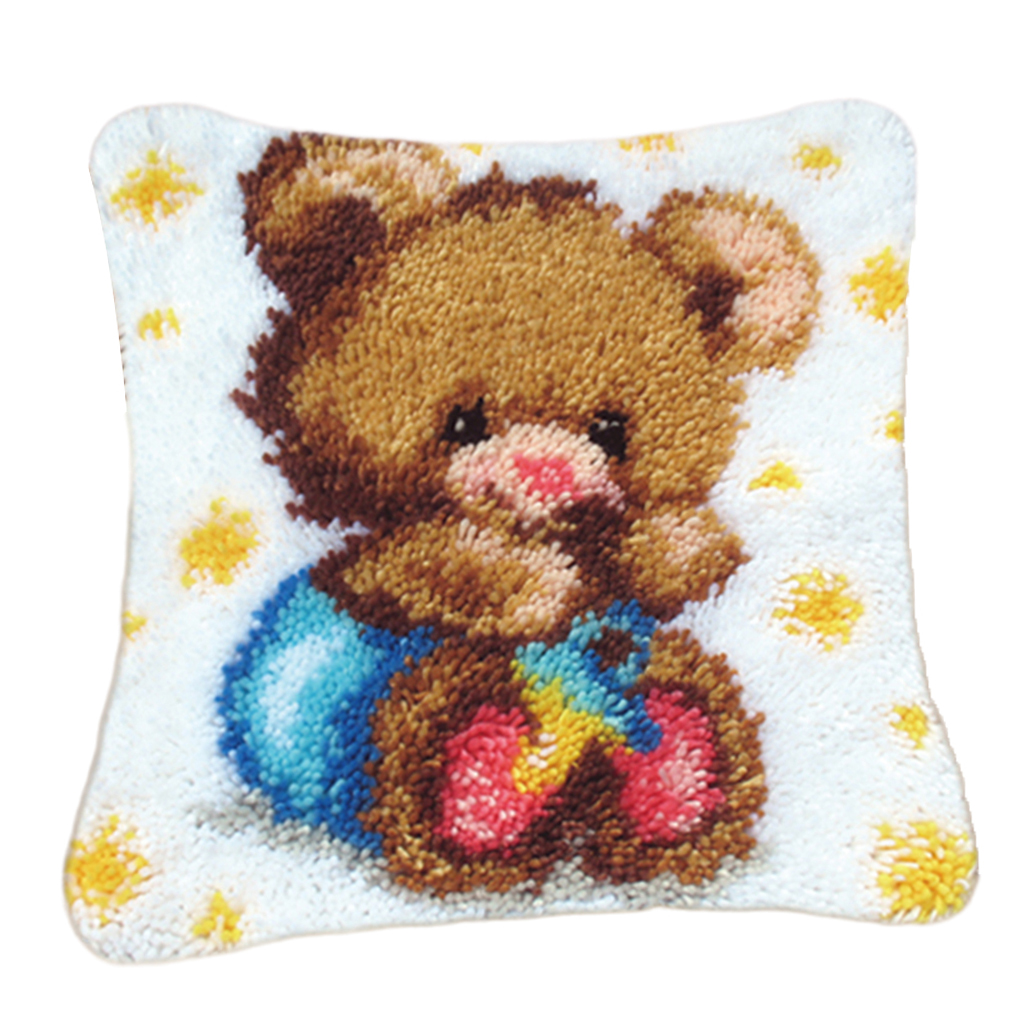 Description Picture 3 of itemDIY Crochet Yarn Kits, Needlework Latch Hook Kit Unfinished Crocheting Rug Yarn Cushion Embroidery Carpet Set