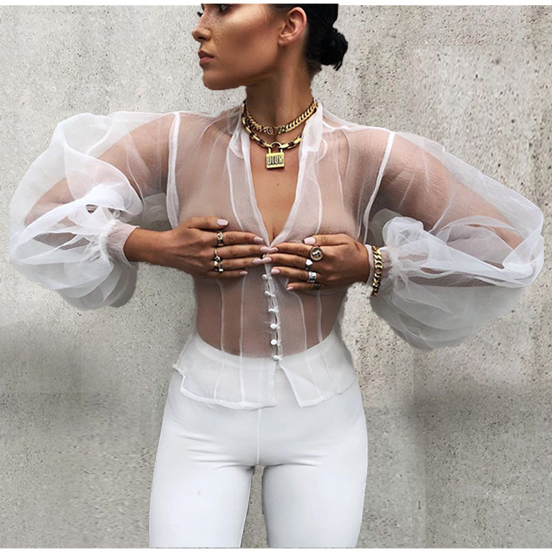 white top with sheer sleeves