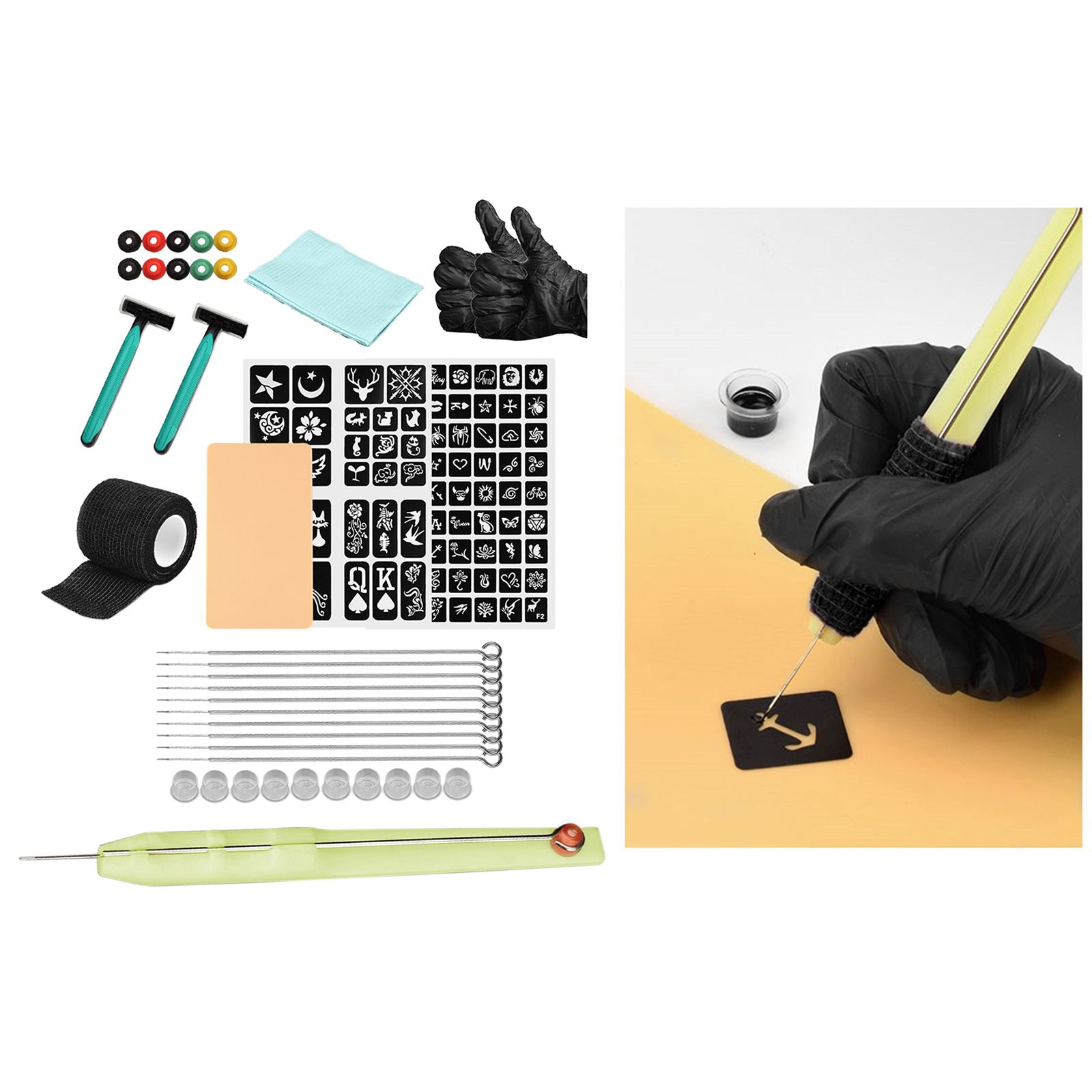 Needles and Poke Tattoo Tool Kit - Clean & Safe Hand Poke Tattoos - DIY Tattoo Tool Kit Easy to Operate