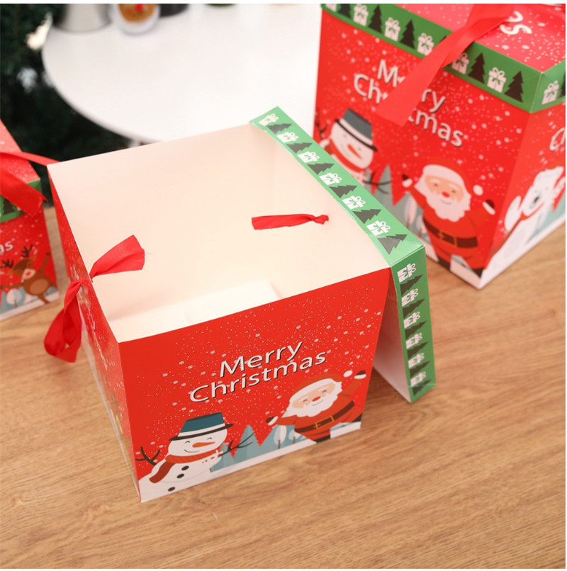 新 DIY クリスマス装飾ギフトボックスセット、かわいいサンタクローストナカイ雪だるまプリントプレゼント包装ネスティング段ボール箱ギフト