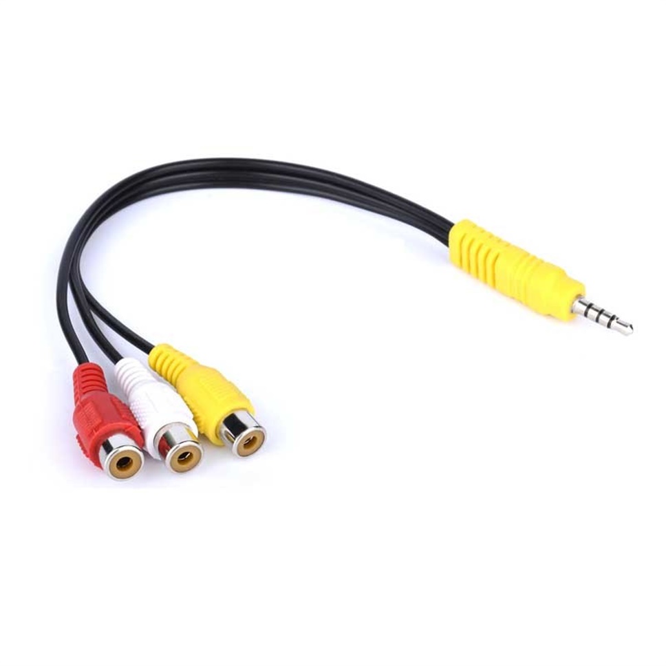New 3.5mm Male to 3 RCA Female Stereo Audio Video M//F Adapter AV TV DV Cable