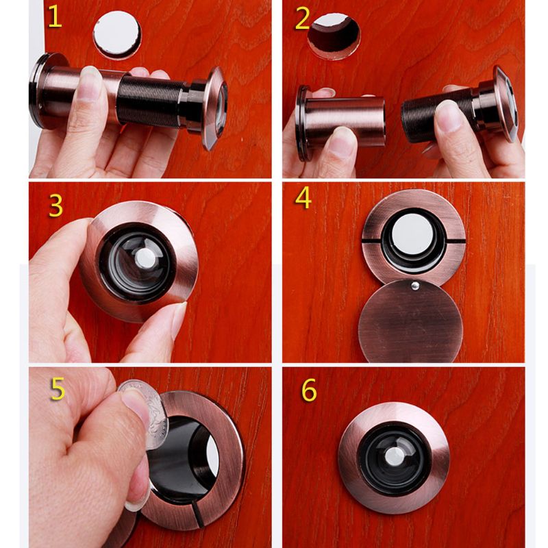 Description Picture 5 of itemNAIERDI Door Viewer 200 Degree Wide Angle Peephole Security Hidden Door Adjustable Glass Lens For Furniture Hardware Tools