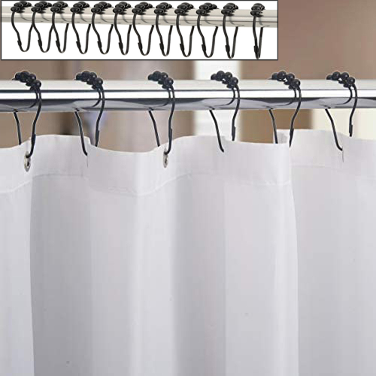 MagiDealMagiDeal Rollerball Shower Curtain Hooks Tieback Bathroom Shell Hanger 