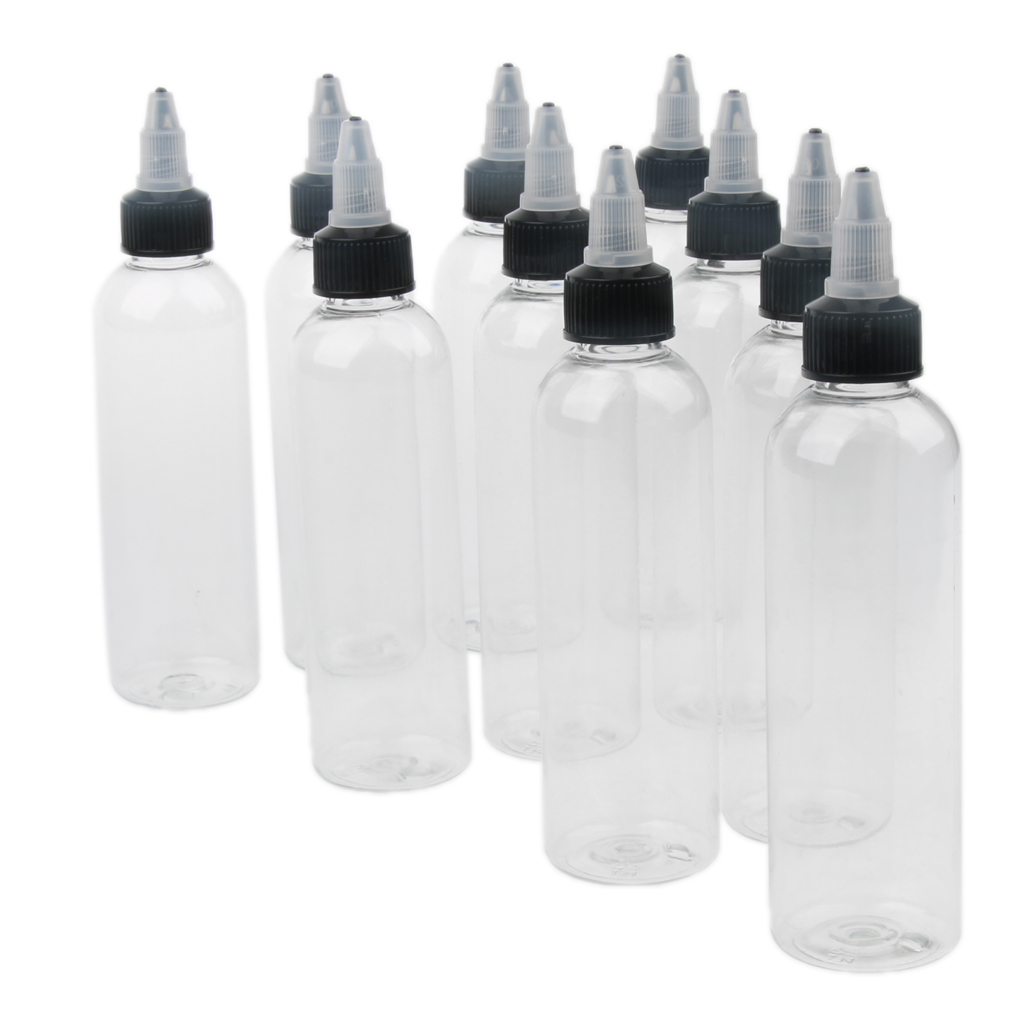 10 Pieces Empty Plastic Squeeze Squirt Bottles with Nozzle Tip for Sauces Salad Dressings,Paint
