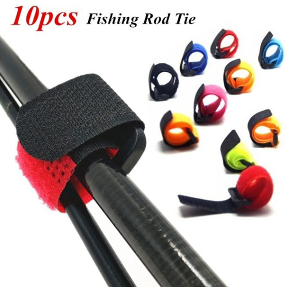 Description Picture 3 of item10Pcs Fishing Rod Tie Holder Strap Suspender Fastener Hook Loop Ties Belt Fishing Rod Strapping Wrap Magic Tape Bands Belt Strap