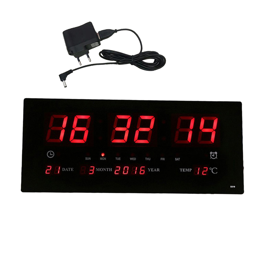Description Picture 6 of item17inch Digital LED Screen Projection Wall Clock Time Calendar With Indoor Thermometer 24H Display - Days/Month/Year EU / US Plug