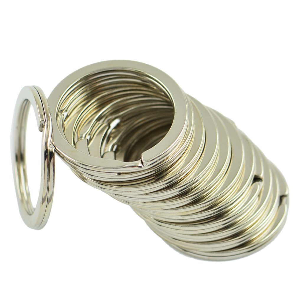10x 3cm Key Ring Split Ring Hoop Metal Round Loop Keyring Stainless Steel Nickel 
