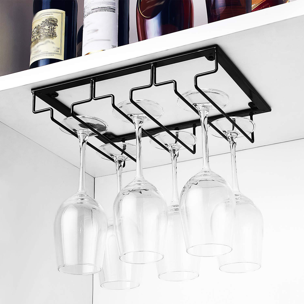 Valink 35cm Acero Inoxidable Botellero Vino Soporte de Vidrio Taza Colgante Estante Bebible Copas Barra Percha Estanter/ía Armario bajo Almacenaje Organizador Hogar BAR Utensilio Cocina 1 Fila