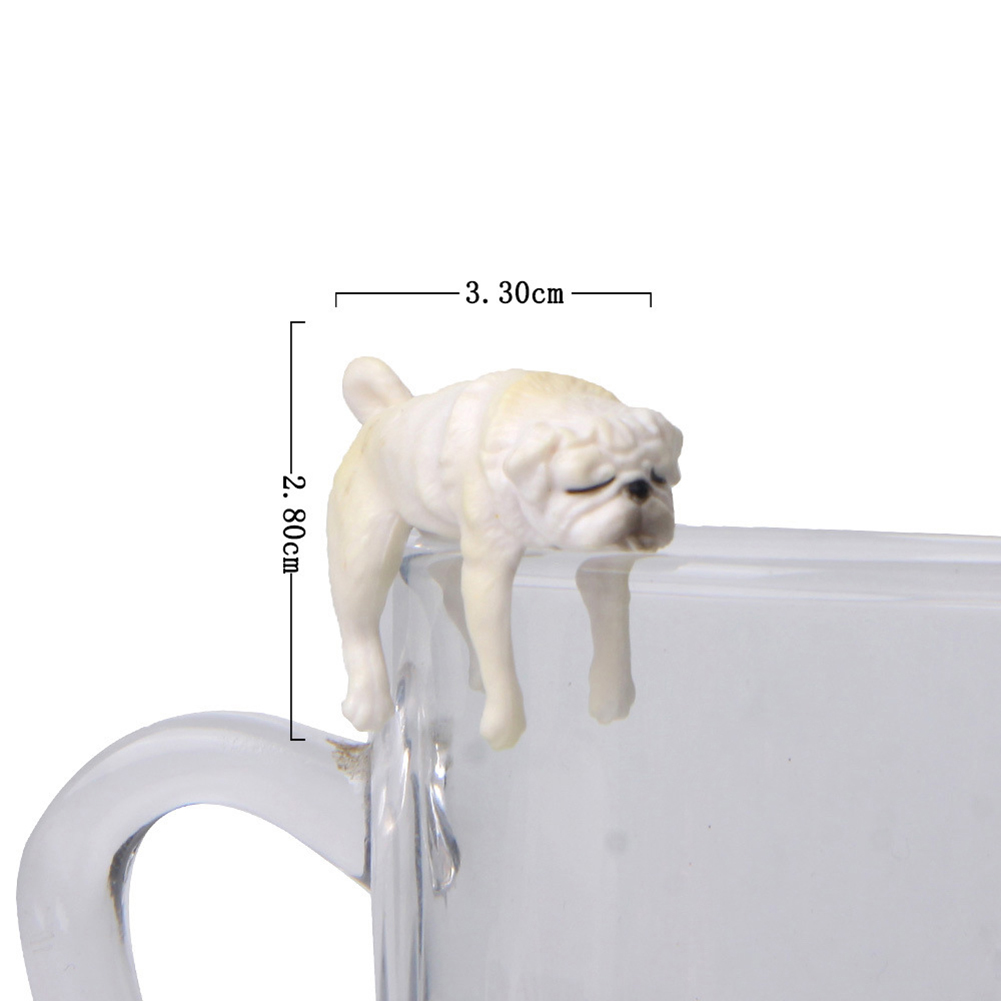 Realistic Mini Pug Dog Figurine Hanging on Cup Rim DIY Fairy Garden Surp Details about   CW_ IC 