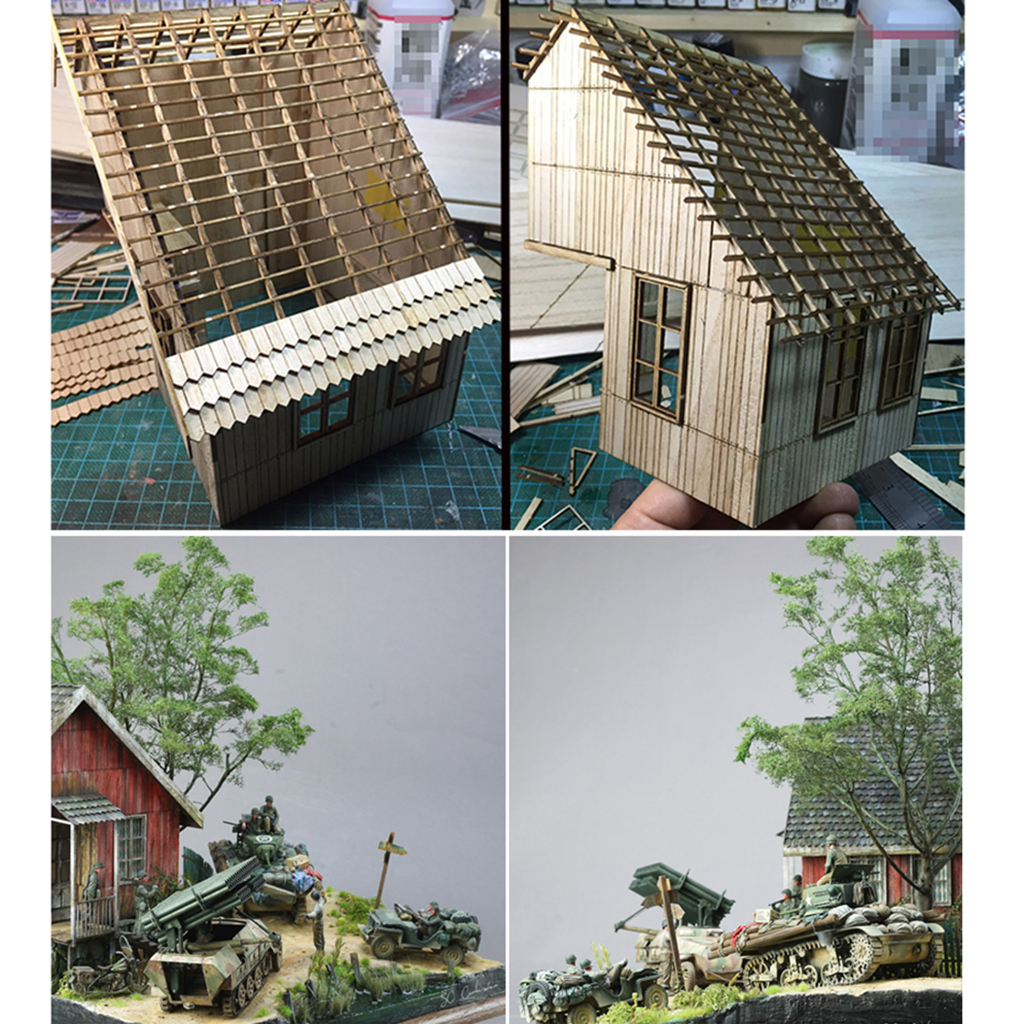 Militärmodelle Kits Holzhaus DIY Maßstab 1:35 Militärisches Kriegsspiel 