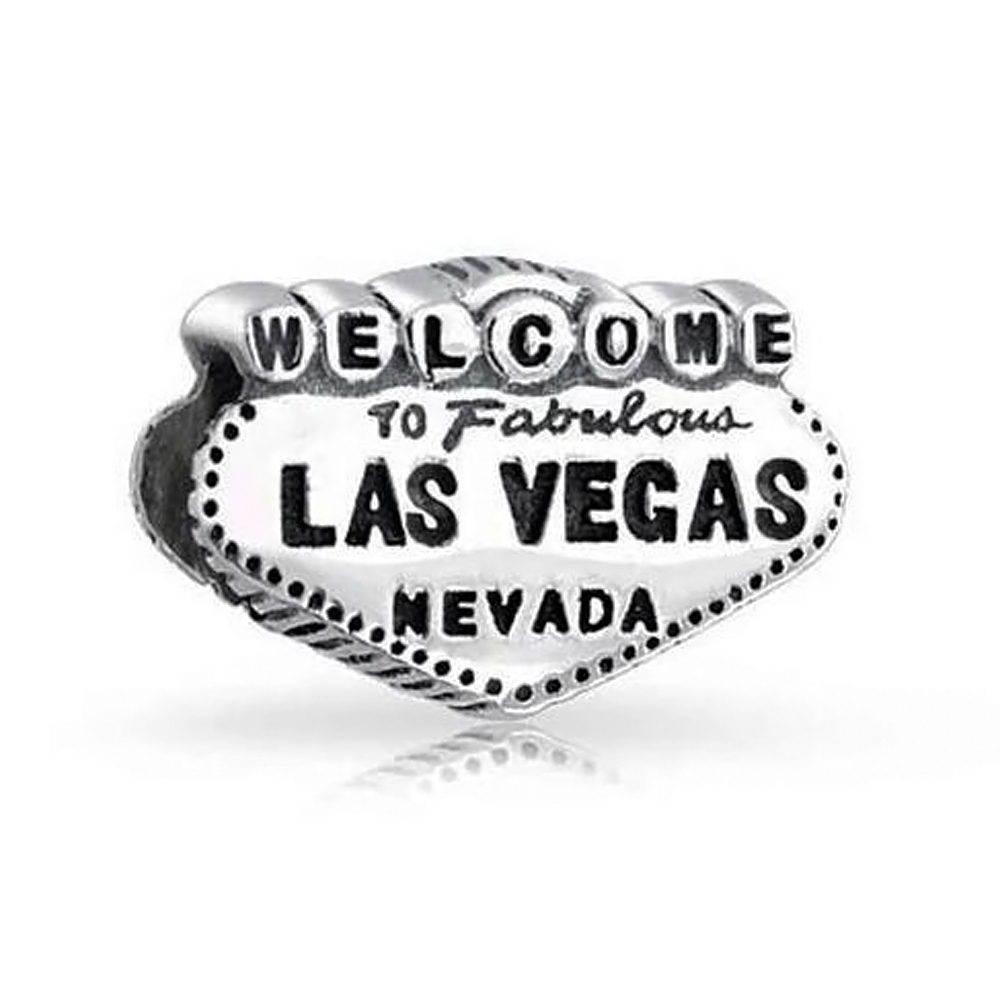 Welcome to Las Vegas Bead 100% 925 Sterling Silver Charm Beads Fits Pandora European Charms ...