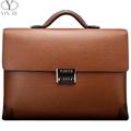 2016 New Arrival Men Cow Leather Briefcase Classic Business Brown Bag Office Messenger Shoulder Attache Portfolio