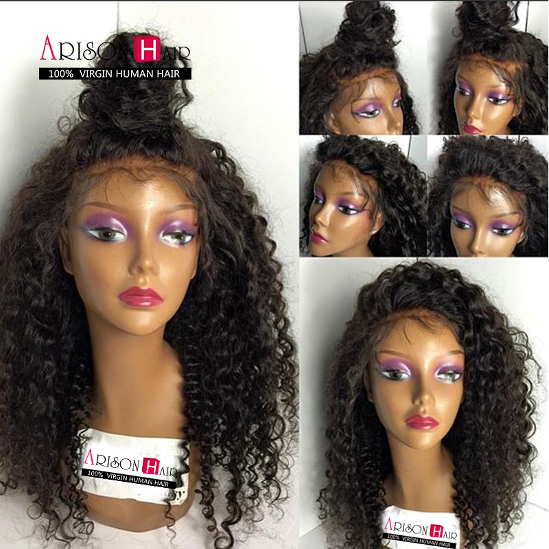 Фотография Glueless Full Lace Human Hair Wigs For Black Women Brazilian Virgin Hair Lace Front Wig With Baby Hair Deep Curly Full Lace Wigs