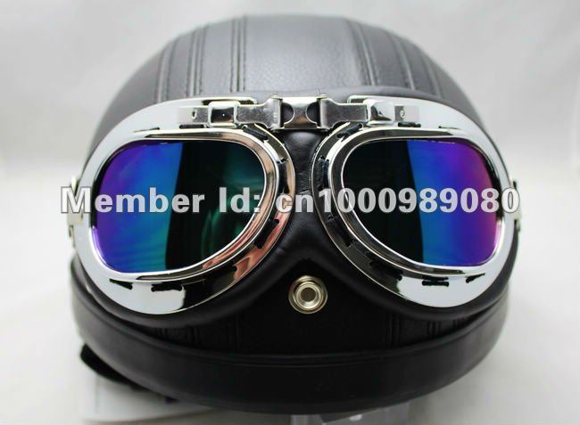 Motorcycle Scooter Steampunk Cruiser Helmet Goggle Eyewear Colored Lens T01A