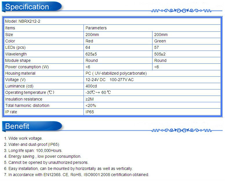 NBRX212-2 200mm pedestrian light