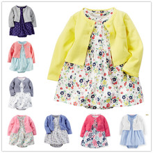 Smart Luxury Free Shipping A summer autumn female baby cotton long sleeved cardigan coat short sleeved skirt dress baby romper K