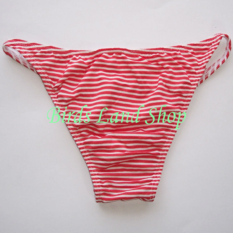 LOTs K377C Mens String Bikini Narrow waist Poly Cotton Spandex Wider Stripes 