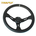 350MM PVC Steering Wheel Racing Car White Stitch With 9 Holes Black Spokes Universal OMP Steering