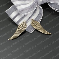(23310)Alloy Findings,charm pendants,Antiqued style bronze tone 28*9MM Wing 50PCS