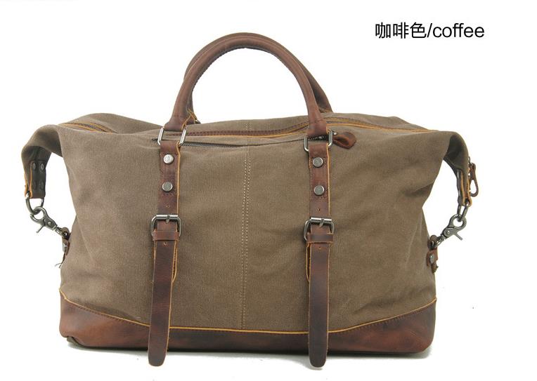 2015 Vintage Retro military canvas leather men travel bags luggage & bags sports Duffle Bags leather overnight Travel Tote