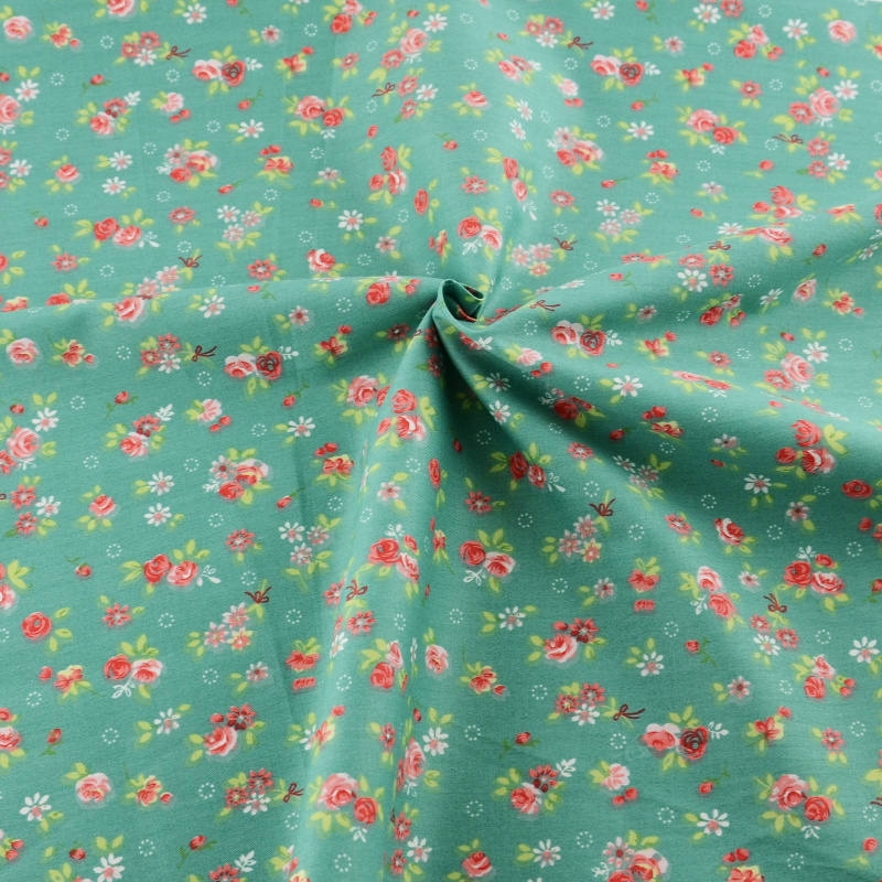 50cmx160cm/piece blue green flower cotton fabric twill clothing home textile patchwork quilting dress sewing bedding tilda