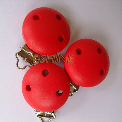 (50pcs) wooden baby pacifier clip with mixed colors for retail, include the freight cost!!