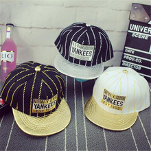 2016 New Letter New York Stripe Luxury Flat Brim Snapback Cap For Kids Girls Summer Hiphop Baseball Caps For Boy SACF1314