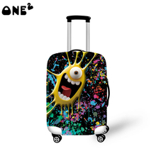 2016 ONE2 Design big eye monster pattern printing korean fashion cover apply to 22,24,26 inch suitcase elastic travel luggage
