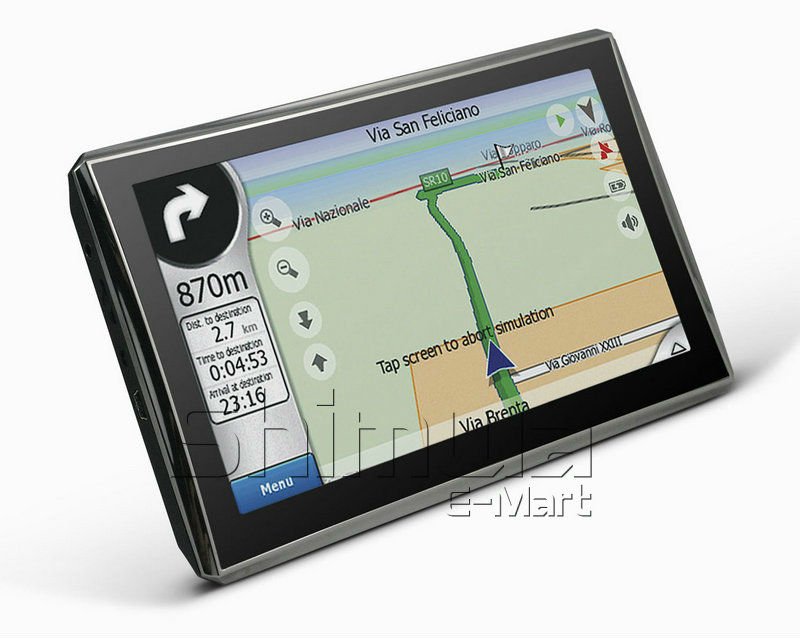 7 inch GPS navigation SiRF Atlas-V Dual core CPU 800MHz DDR 128M 4G memory Bluetooth/AV-IN