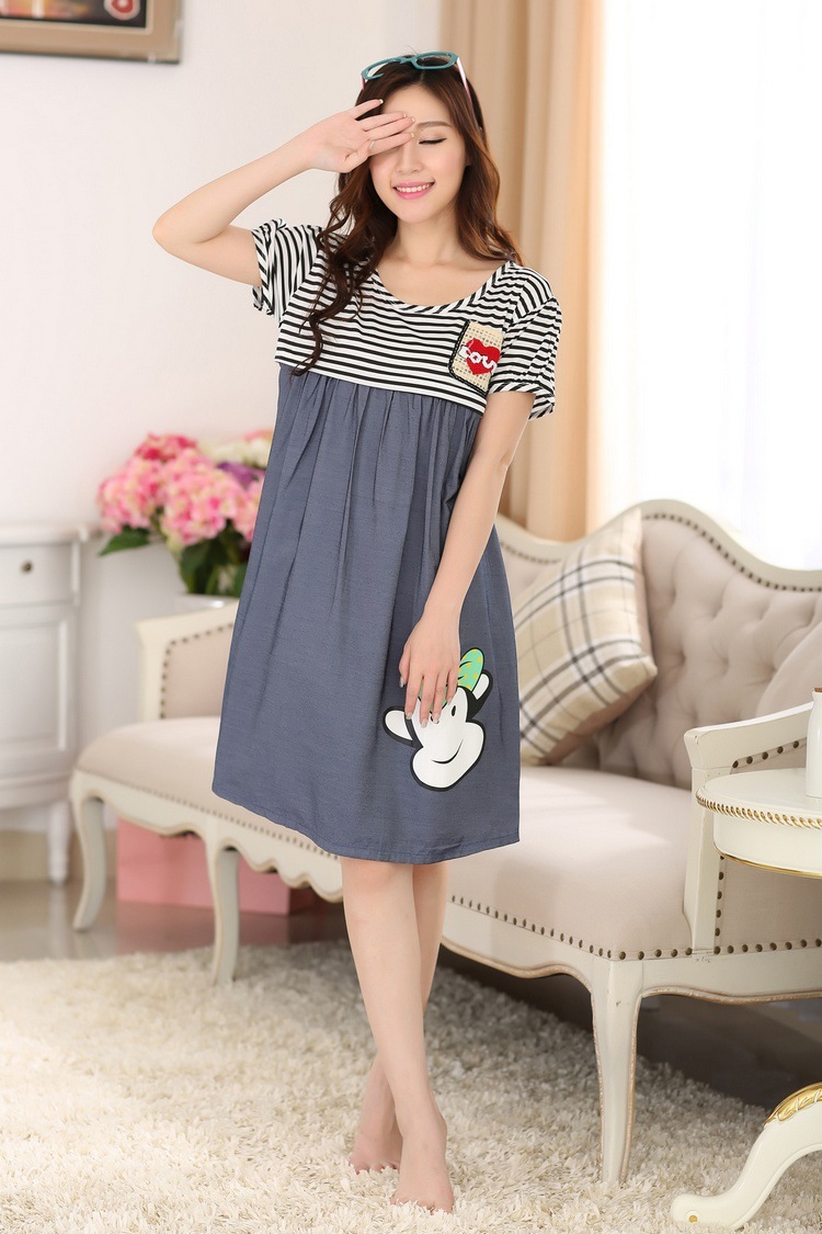 Striped Patchwork clothes for pregnant women Casual office pregnant dresses summer breast feeding dress maternity plus size 2