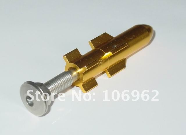 Wholesale - 5,000 pcs/lot yellow / gold aluminium rocket tire valve cap threads 5CV alloy bicycle tire valve cover