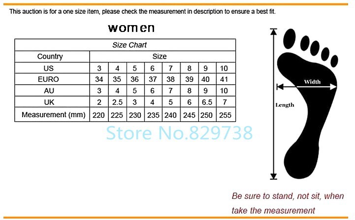 woman size instruction