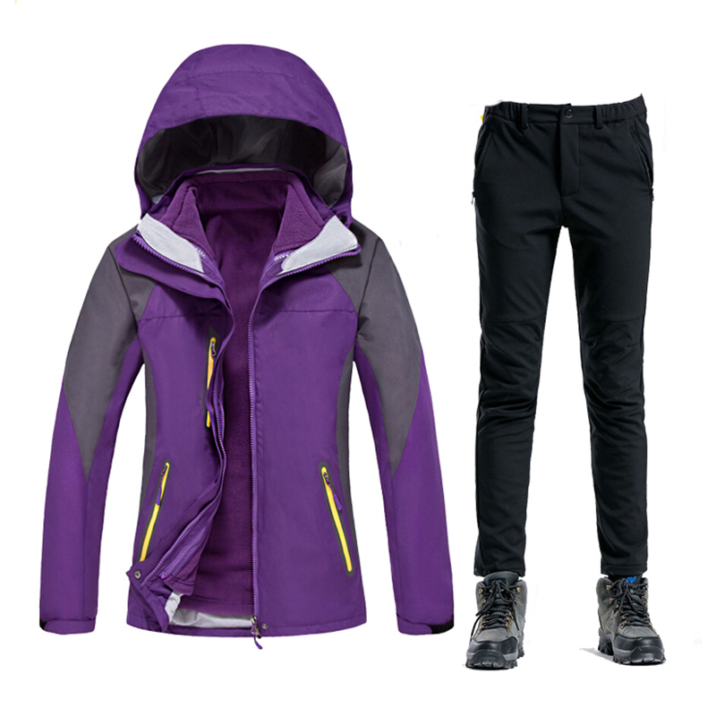 women winter waterproof windproof outdoor hiking camping sport pants ski jacket coat snowboard suit softshell outerwear parka